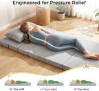 Tri-Fold Futon Mattress,Foldable Japanese Floor Sleep Mattress,High-Density Foam Tatami Bed Mat with Corduroy Cover,Nap Pad & Floor Lounger for Dormitory & Small Space(Charcoal Gray,63x26)