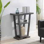 Convenience Concepts Newport V Console Table 31.5" - Modern Sofa Table with Storage Shelves, Narrow Entryway Hall Table for Living Room, Display Accent Table, Weathered Gray