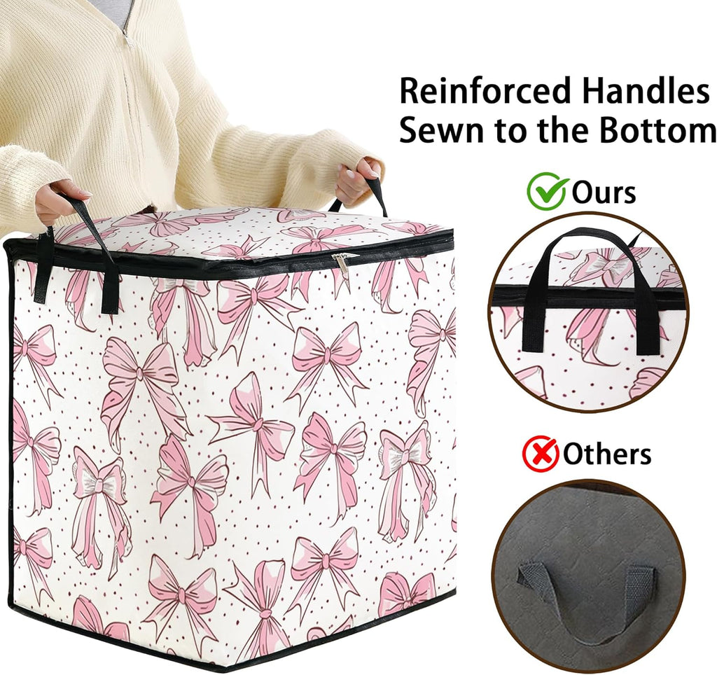 king comforter storage bag,clothes blanket bedding pillow quilt organizer for closet,fabric moving bags with portable handles and zipper 95L(2pack)