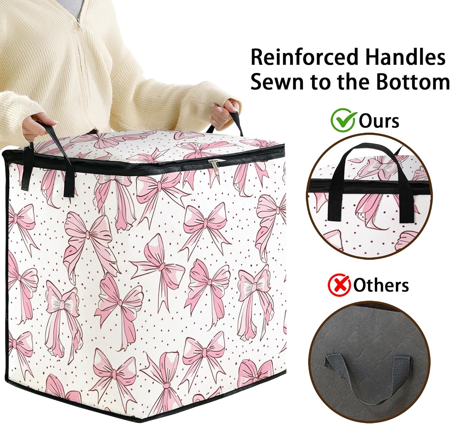 king comforter storage bag,clothes blanket bedding pillow quilt organizer for closet,fabric moving bags with portable handles and zipper 95L(2pack)