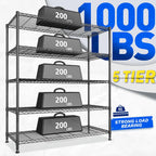 45 "W Storage Shelves 5 Tier Wire Shelving Unit Adjustable Metal Shelving Wire Shelf Pantry Shelves Wire Commercial Rack for Closet Kitchen Pantry Utility Room Garage 45" Wx 13.5" Dx70.5 H Black