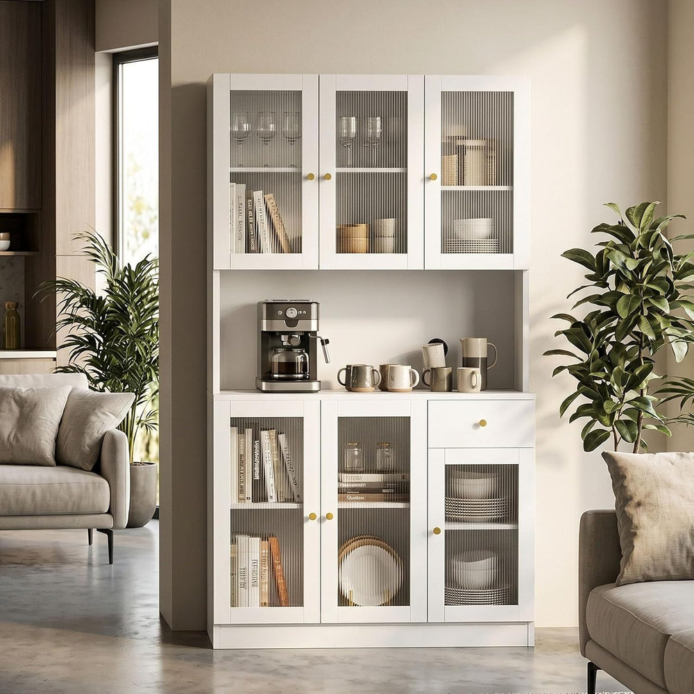 71" Kitchen Pantry Cabinet with Storage, Tall Kitchen Pantry Cabinet wit...
