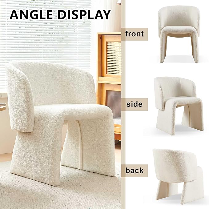 NORDICANA Barrel Dining Room Chair with Arms, Faux Fur Accent Chair for Kitch...
