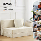 Single Size Folding Sofa Bed - 4 in 1 Convertible Sleeper Chair - High Density Memory Foam Futon Couch - Foldable Bed for Living Room Bedroom (Beige)
