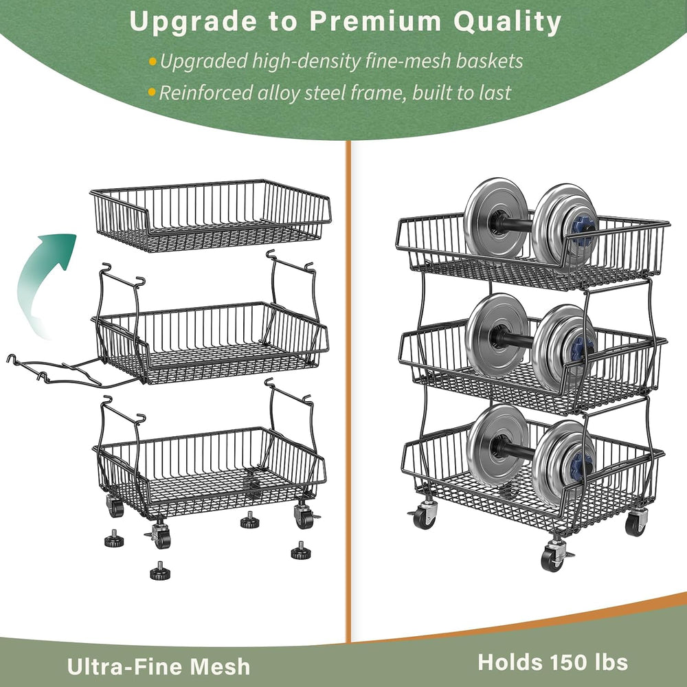 OKZEST Pantry Organizers and Storage Cart with Upgraded Metal Hub Casters | F...