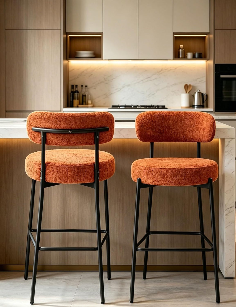 DYHOME Bar Stools Set of 2,Orange 28 Inches Counter Height Bar Stools, Modern...