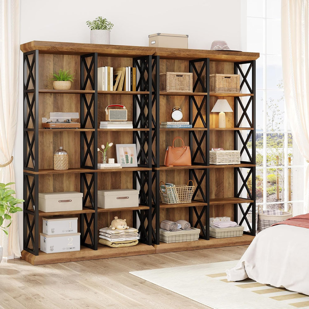 Tribesigns 75 Inch Tall Bookcase, Double Wide Bookshelves and Bookcase