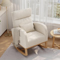 Garvee Rocking Chair, Teddy Fleece Glider Chair with Side Pockets, Nursery Chair with Pillow, Rocking Accent Armchair for Living Room Bedroom Nursing Room, White