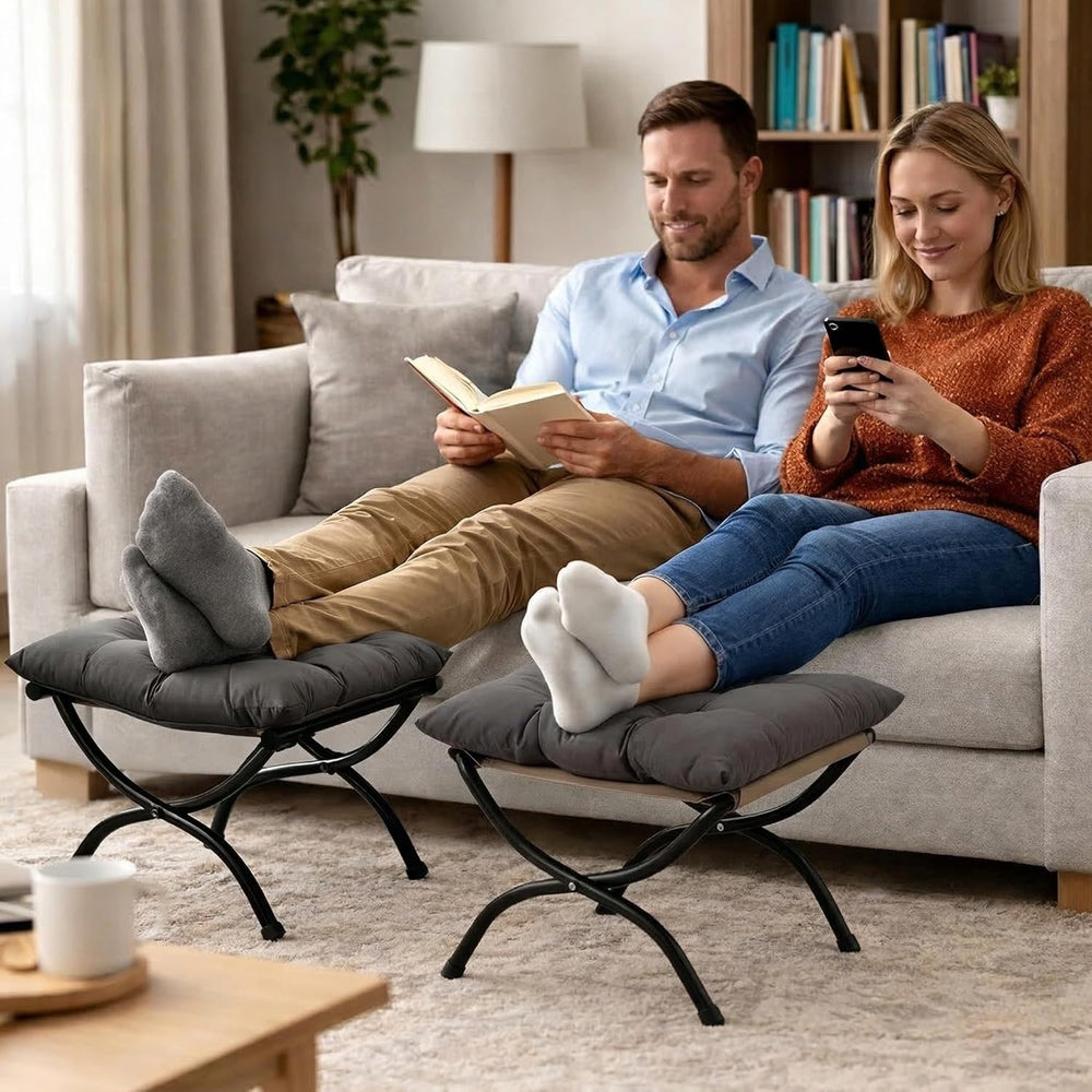 HollyHOME 15"(H) Folding Footrest Stool, Small Foldable Ottoman, Accent ...