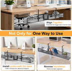 30'' Under Desk Cable Management - No Drill Installation Cable Management Tray, Modern Cord Organizer for Office/Home Desk, Fits Power Strips & Wires(Black, XXL)