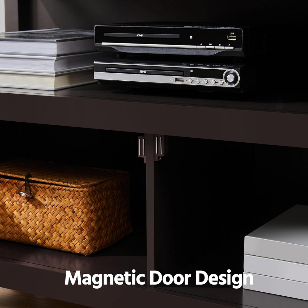 Yaheetech 42in Small TV Stand with Storage, Espresso X-Frame Media Cabinet