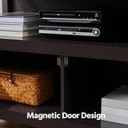 Yaheetech Wooden TV Stand for TVs Up to 48 inch, Media Entertainment Center Table, TV Cabinet Table with Storage Open Shelf & 2 Doors for Living Room, Espresso