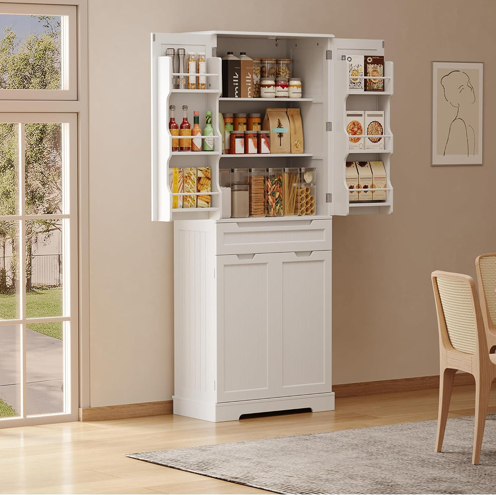 Gizoon Tall Kitchen Pantry Cabinet with Doors and Adjustable Shelves, White |...