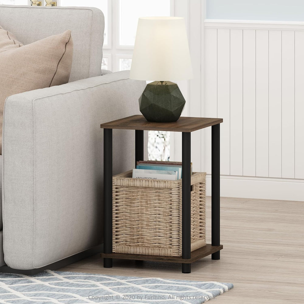Furinno Turn-N-Tube Side Table Set of 2, 2-Tier Stackable Modern End Table wi...