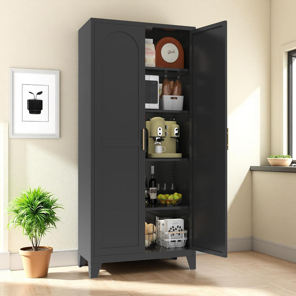 RYH Metal Pantry Cabinet with Doors & 3/4 Shelves, Kitchen Storage Cabine...