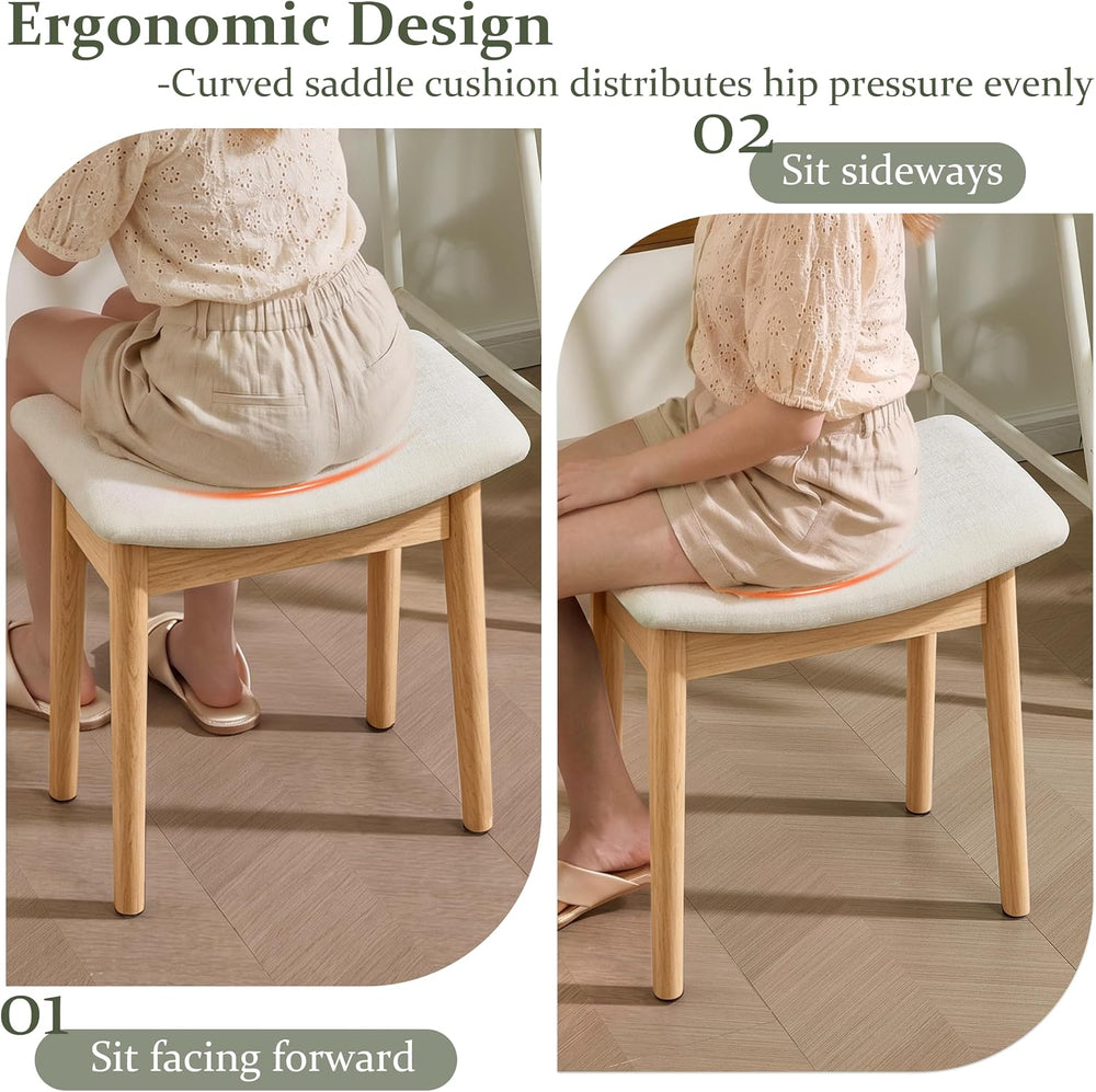 Vanity Stool, 18" H Makeup Chair,Small Ottoman Stool