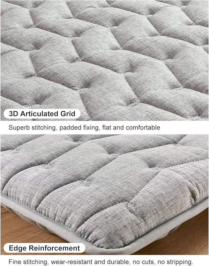 Premium Foam 3.2" Thick Japanese Futon Floor Mattress - Twin Size 39"x80" 100% High-Density Foam,Comfortable Sleeping Pad,Tatami Mat for Dorm,Bedroom or Guest Room，Boys Girls Dormitory Pads(Hemp Gray)