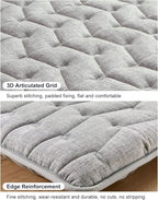 Premium Foam 3.2" Thick Japanese Futon Floor Mattress - Twin Size 39"x80" 100% High-Density Foam,Comfortable Sleeping Pad,Tatami Mat for Dorm,Bedroom or Guest Room，Boys Girls Dormitory Pads(Hemp Gray)