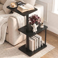 Faesun Swivel Side Table for Couch Arm, Adjustable C End Table for Recliner or Bed, Tv Trays with Storage Shelf for Small Spaces Small Nightstand Table for Living Room, Bedroom