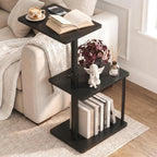 Faesun Swivel Side Table for Couch Arm, Adjustable C End Table for Recliner or Bed, Tv Trays with Storage Shelf for Small Spaces Small Nightstand Table for Living Room, Bedroom