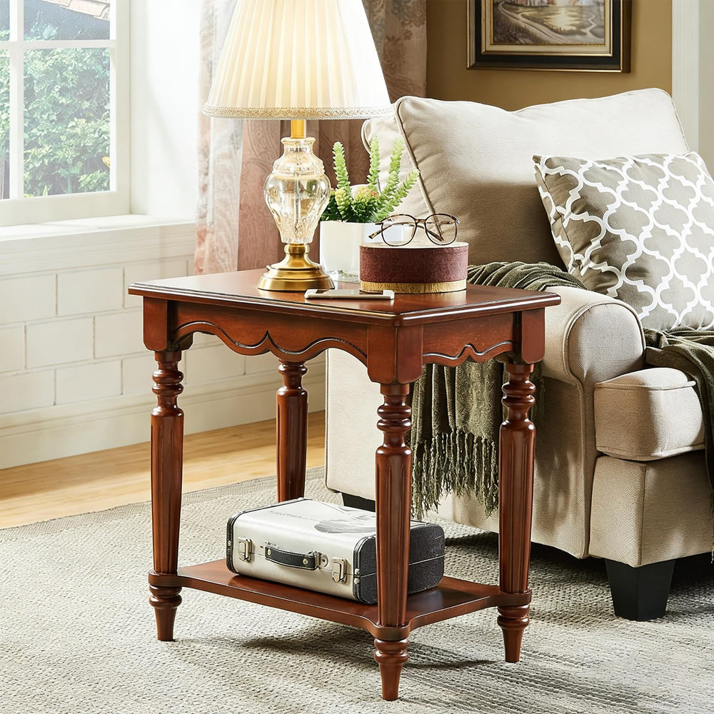YUNMUAIR-2-Tier Side Table,Vintage Rectangle Sofa Side Tables,Mid Century Acc...