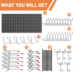 Ultrawall 4 Pack Metal Peg Board Panels with Hooks, Pegboard Wall Tool Organizer for Garage, 84pcs Peg Board with Accessories, 24"X12"