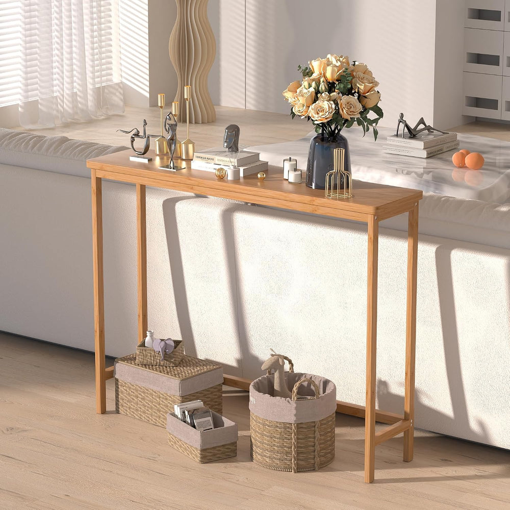 VASMIA Console Table, Entryway Table, Narrow Sofa Table, 39" Bamboo Hall...