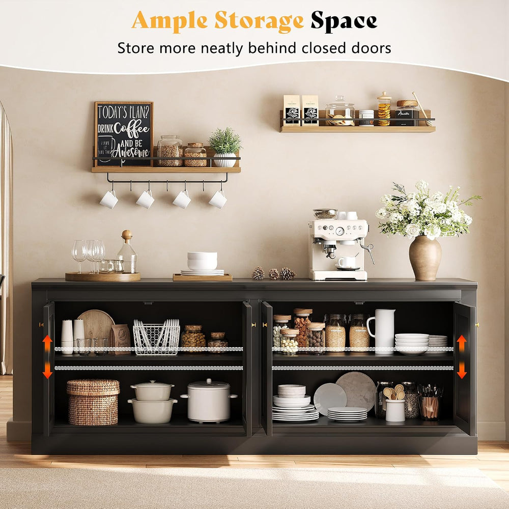 AMERLIFE 72" Modern Sideboard Buffet Cabinet with Vertical Grooved Doors...