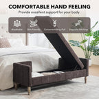 NIOIIKIT 65" Corduroy Upholstered Storage Ottoman Bench with Pillows Coffee | Large Entryway Bench with Wood Leg, End of Bed Bench with Straight Armrest, Window Bench for Bedroom, Living Room