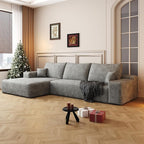 Eafurn Oversized L-Shaped Modular Sectional Sofa with Chaise, Fluffy Corduroy Upholstered Boneless Couch with Deep Seat, Minimalist Flexible Combination for Living Room | Breathable material, Full Foam, Anti-slip