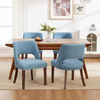 Dining Chair Set of 5,Modern Dining Room Chairs with Thick Cushions,Upholstered Linen Fabric Kitchen Chairs for Kitchen Dining Room LIGHTBLUE