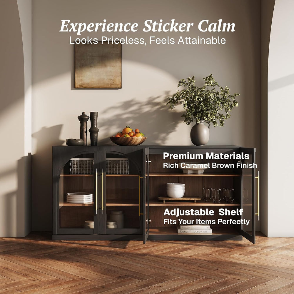 BELLEZE Jagger 65" Storage Cabinet with Glass Door - Ebony