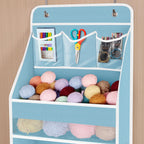 Univivi 5-Shelf Fabric Door Storage Over Door Hanging Organizer with 4 Large Pockets and 3 Small PVC Pockets Nursery Closet Cabinet Wall Mount Hanging Storage Organizers for Baby Nursery (Blue)