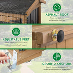Outdoor Storage Cabinet, Wood & Metal Garden Cabinet with 3 Adjustable Shelf, Weather-Resistant Roof, Lockable Doors & Adjustable Feet for Patio, Garden, Farm (33" L x 21" W x 69" H)