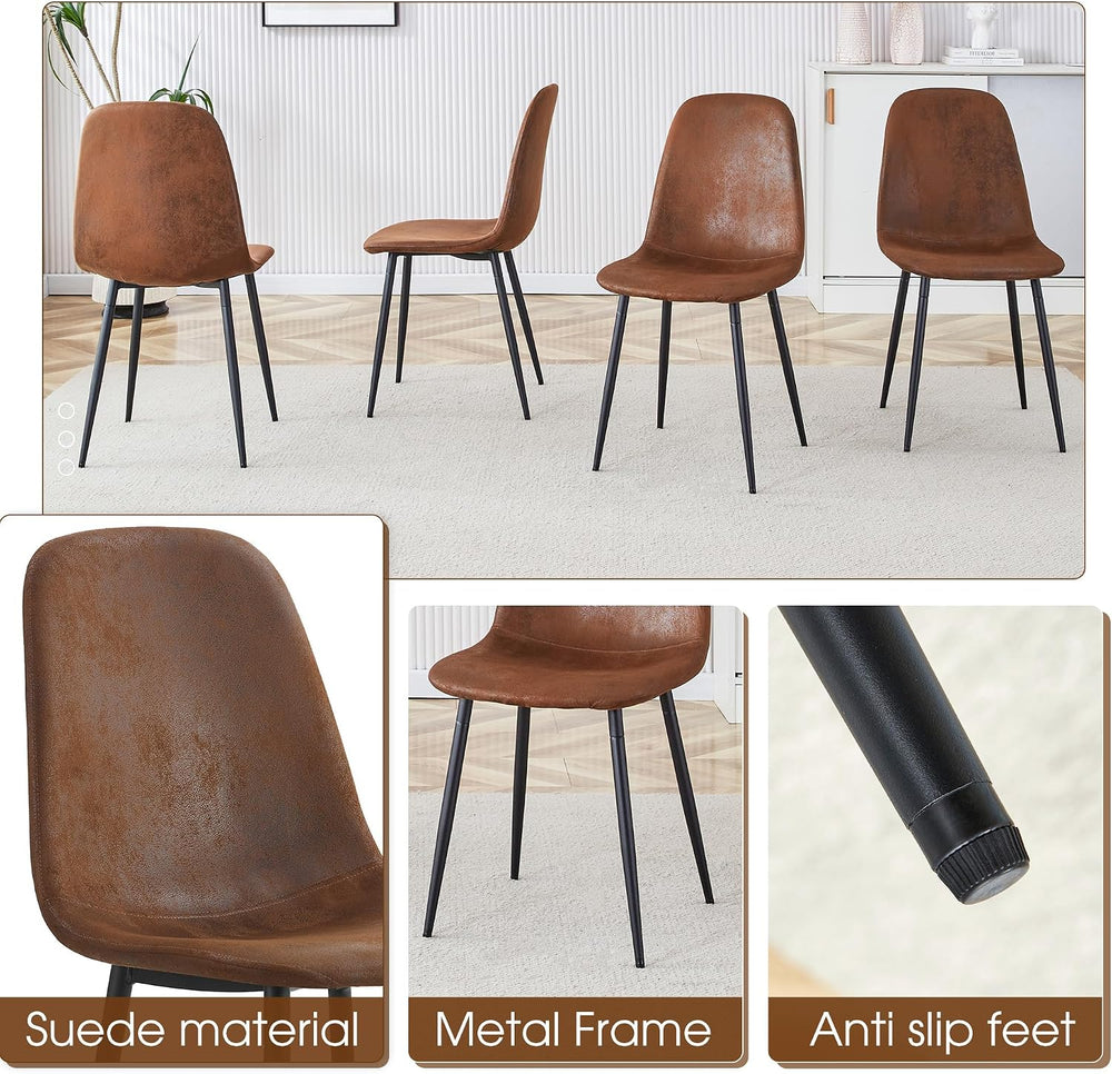 FURNITO 55" Dining Room Table Set for 4, Mid Century Modern Dining Table...