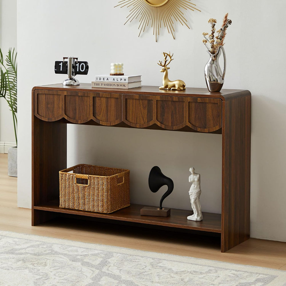 ORRD Console Table with Drawers, Mid-Century 43 Inches Narrow Entryway Tables...
