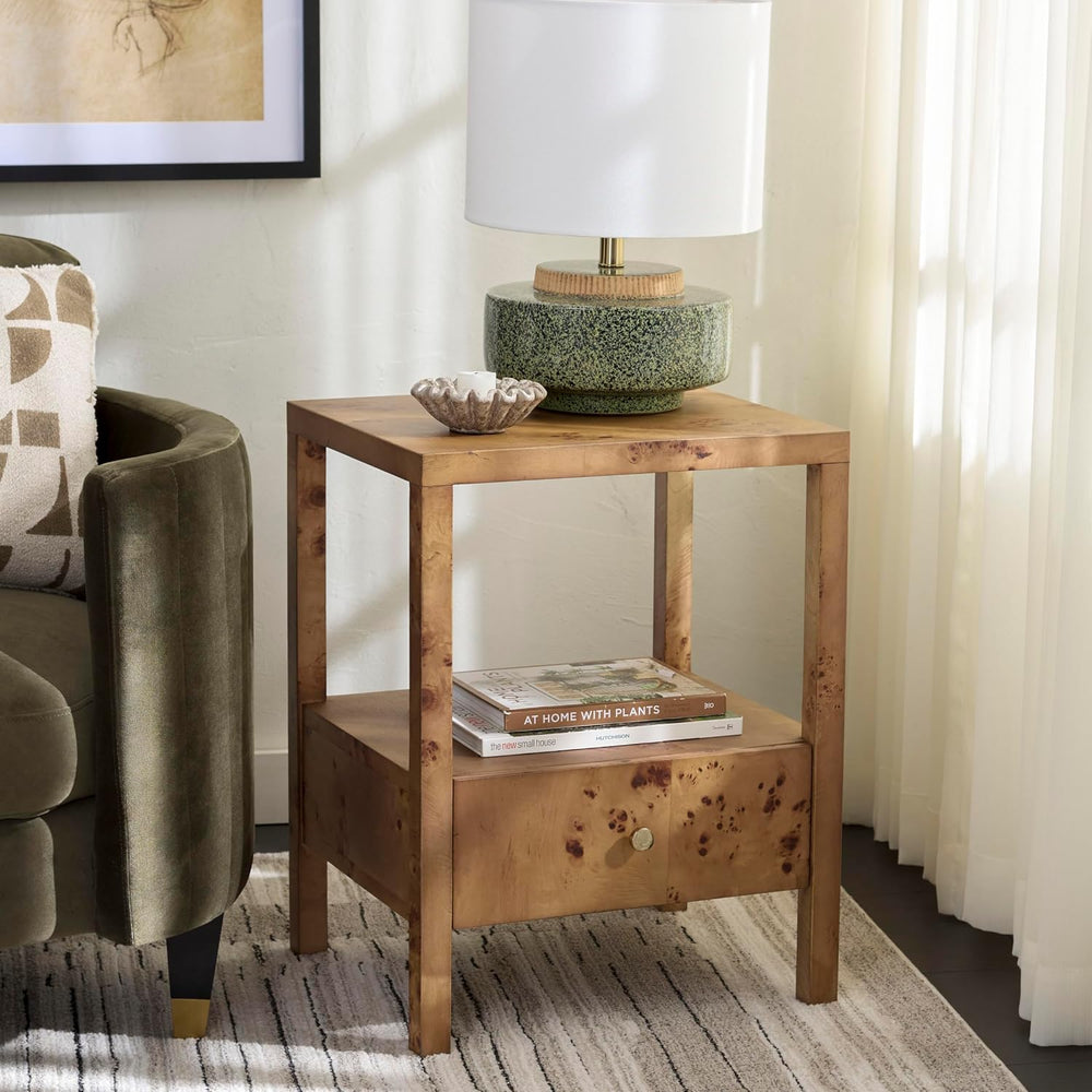 SAFAVIEH Home Collection - Willshine Natural Brown Accent Table, 1 Drawer Sid...
