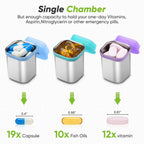 Square Metal Pill Case 7 Day, Stainless Steel Medicine Box Organizer for Travel, Waterproof Tablet Container, Portable Daliy Pill Holder for Vitamins Fish Oils