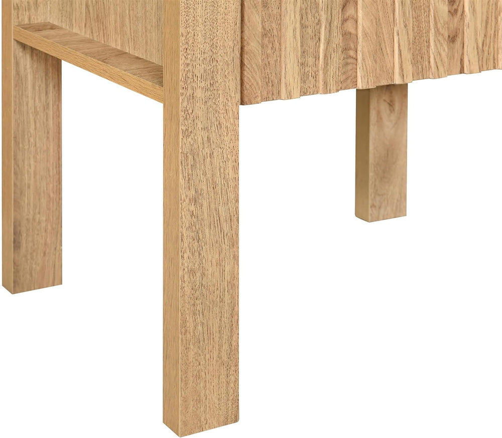 New Classic Furniture Thayer Wood 1-Drawer End Table/Bedside Table in Natural