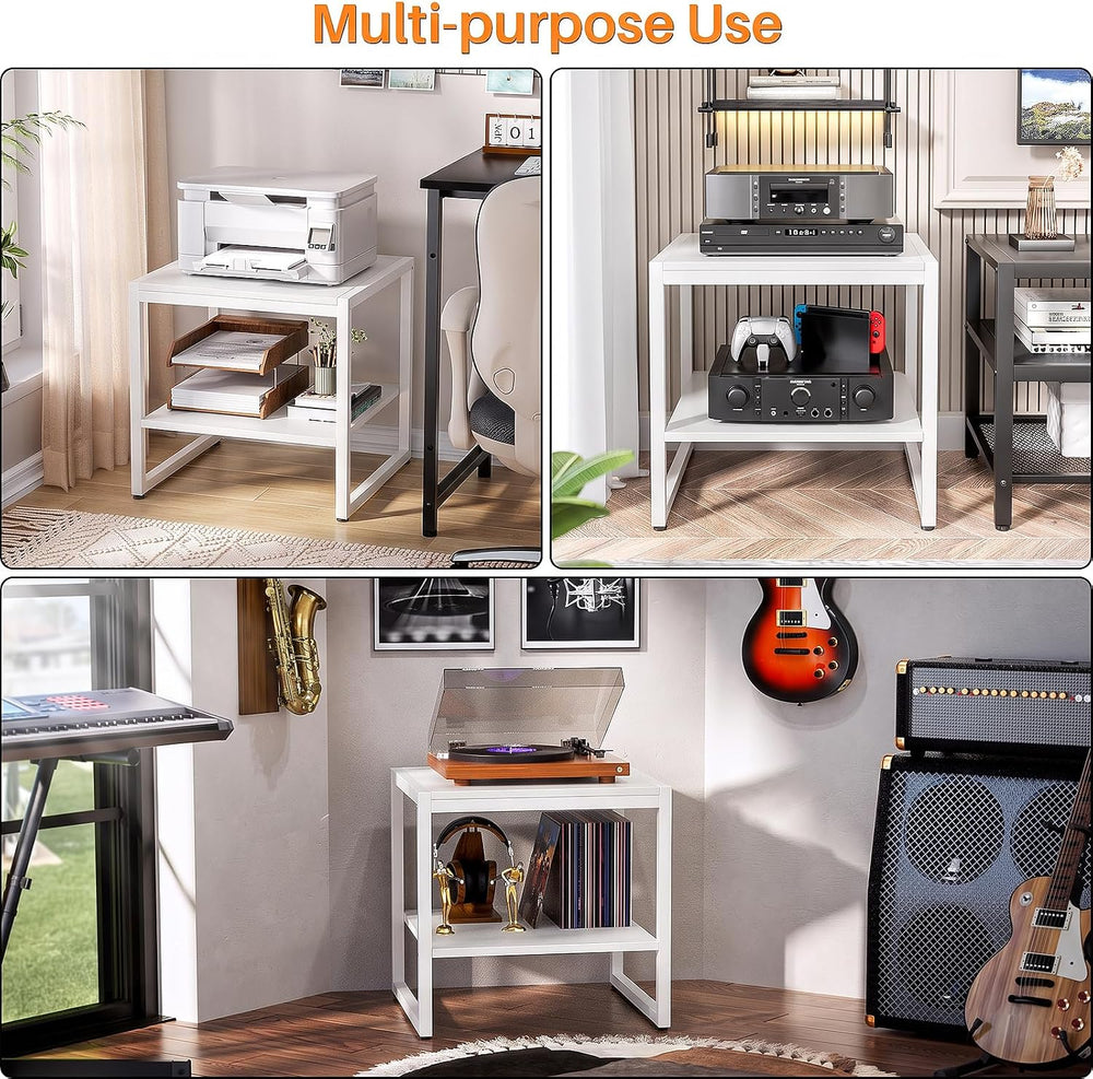 Homieasy End Table, 20 Inch Square Side Table, Mini Fridge Stand, White | 2-T...
