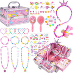 PinkSheep Unicorn Kids Jewelry for Girls: Toddler Princess Dress Up Unicorn Toy Set, Ring Necklace Bracelace Earing Clip for Little Girls, for Kids Toddler Jewelry Age 3-8