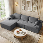 kinmars 108" Boneless Sectional Couch,Corduroy Cloud Couch Sectional for Living Room,Modern L Shaped Modular Sectional Couch,3 Seater Sofa (Dark Gray, 108.9" L Shaped with Left Facing Chaise)