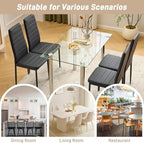 Karl home Dining Chairs Set of 4, PU Leather Balck Kitchen Chairs with Padded High Back & Foot Cap Protection for Dining Kitchen Living Room,300lbs Capacity,Space-Saving