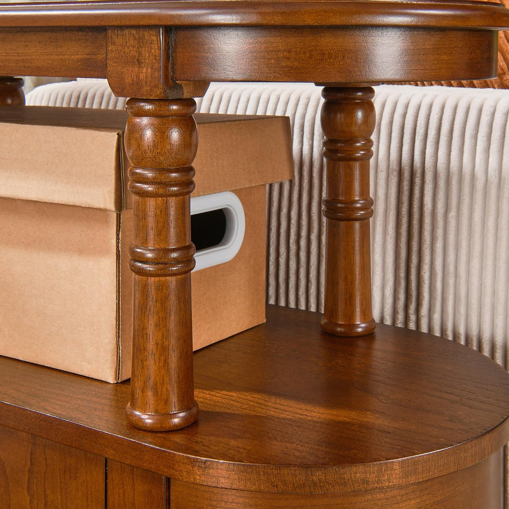 Narrow End Side Table With 2 Drawers and Storage Shelf, Slim Side Tables, Far...