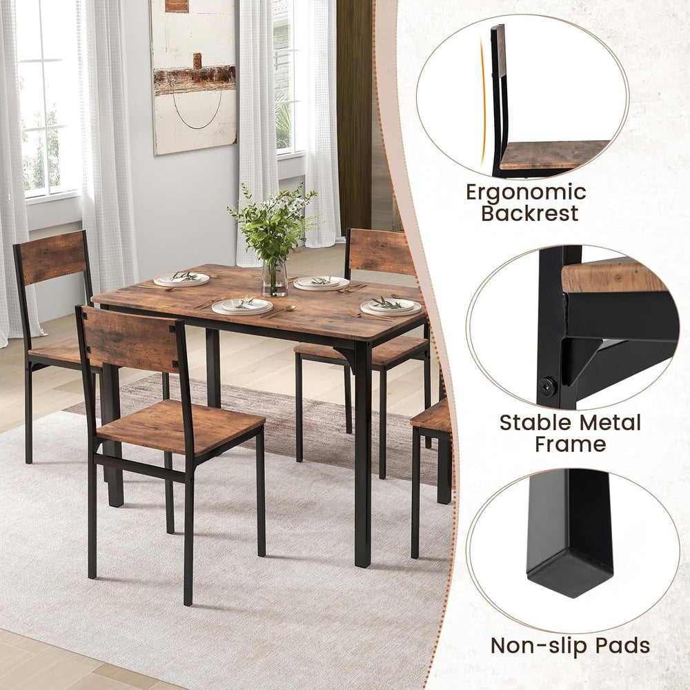 GOFLAME 5-Piece Dining Table Set, Industrial Kitchen Table and Chairs for 4 w...
