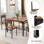 GOFLAME 5-Piece Dining Table Set, Industrial Kitchen Table and Chairs for 4 with Backrest and Metal Frame, Rectangular Space-Saving Dinette Set for Dining Room, Apartment, Small Space, Rustic Brown