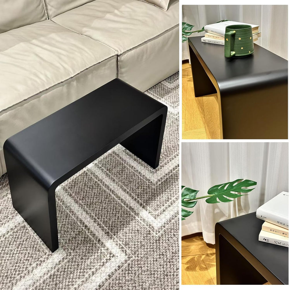 C Shaped End Table, Solid Wood Sofa Side Table for Couch, Bed, and Living Roo...