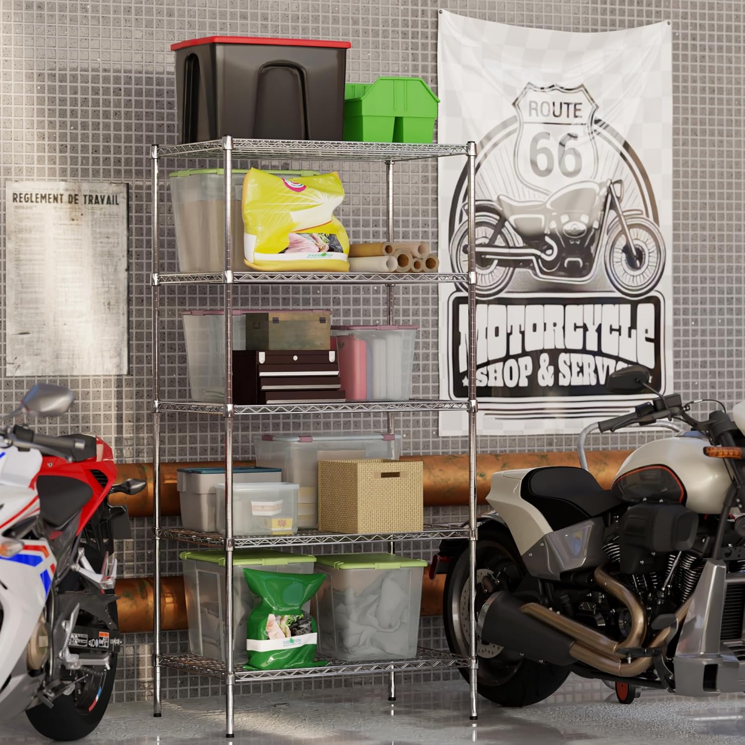 24" Deep x 36" Wide x 74" Height Wire Shelving Kit | 5-Tier | NSF Commercial Storage Rack Unit