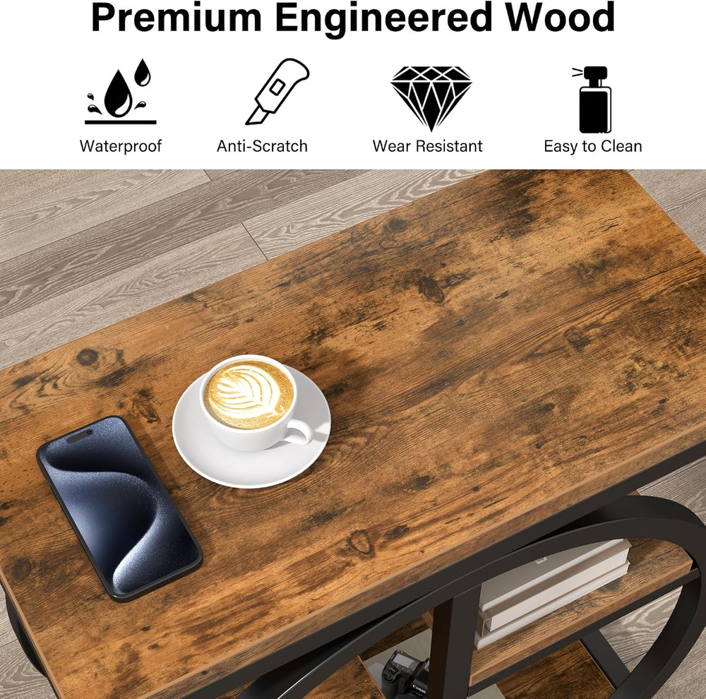End Tables for Living Room, 4-Tier Narrow Side Table with Storage Space, Wood...