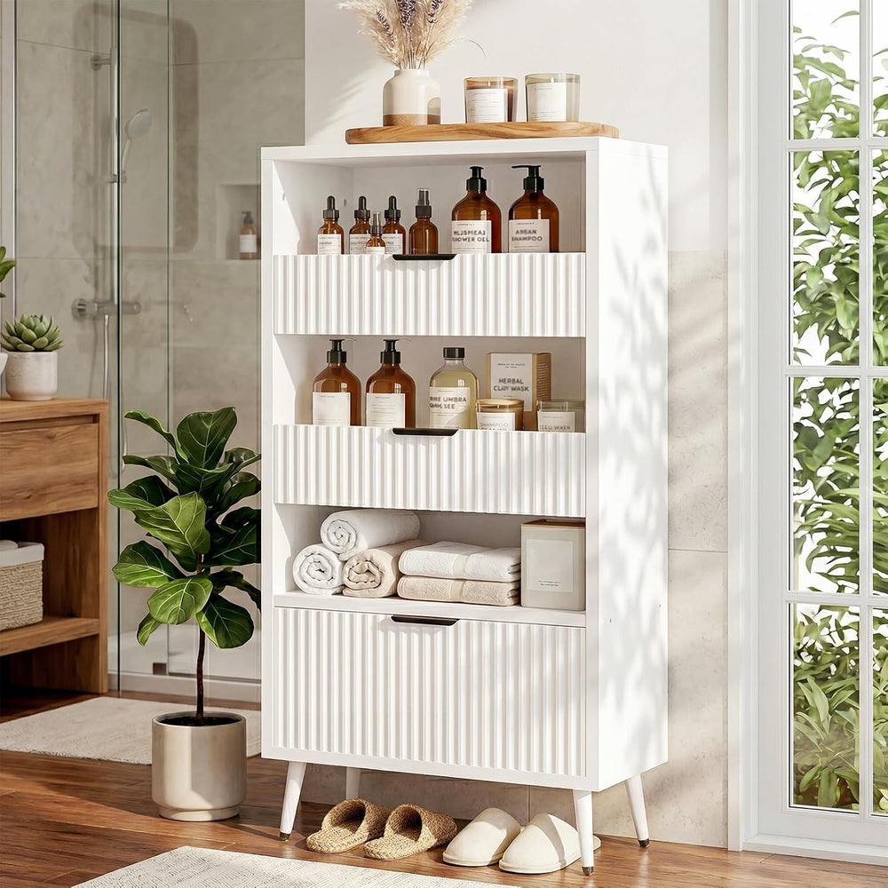 Bathroom Storage Cabinet, 51.2" H 5-Tier Freestanding Pantry Cabinet wit...